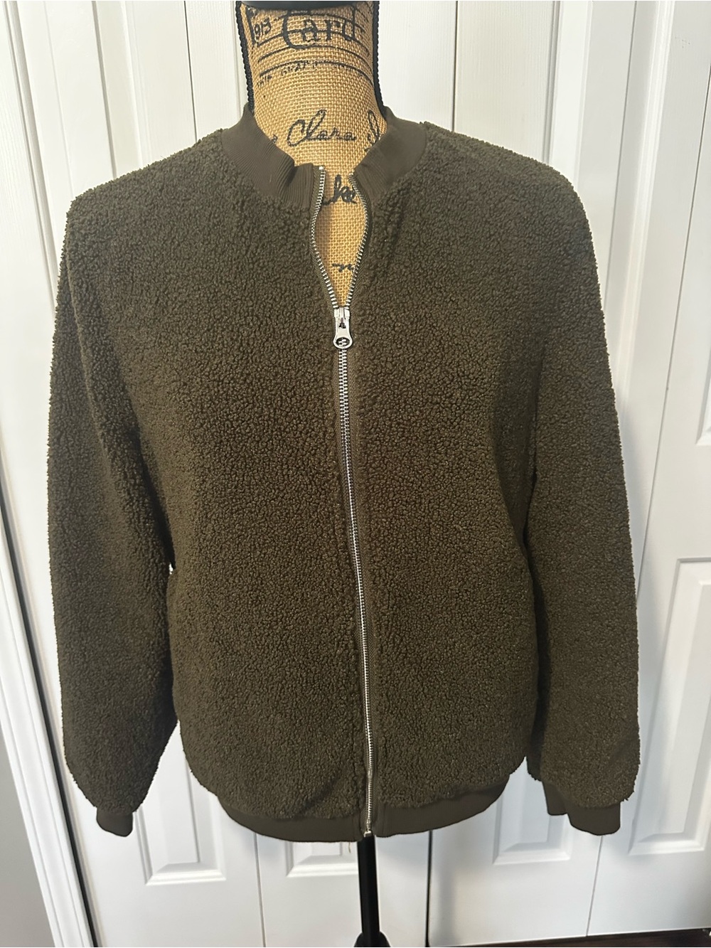 Army Green Fleece Zip Up Jacket
